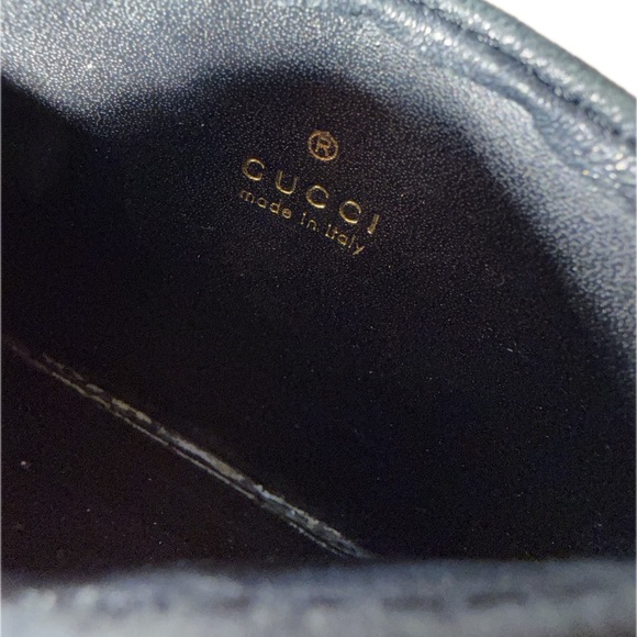 Black Leather Card Holder Wallet with Gold G Logo - Picture 3 of 4